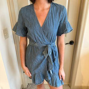 Draper James Denim Ruffle Wrap Dress